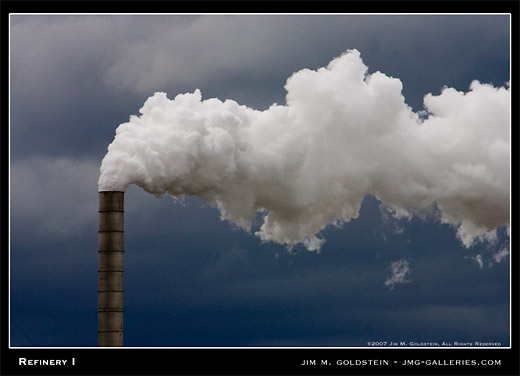 Refinery I environmental photo by Jim M. Goldstein, smokestack, refinery, pollution